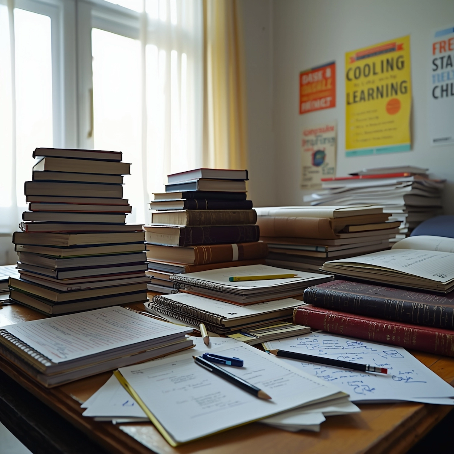 English study materials including notebooks and learning resources